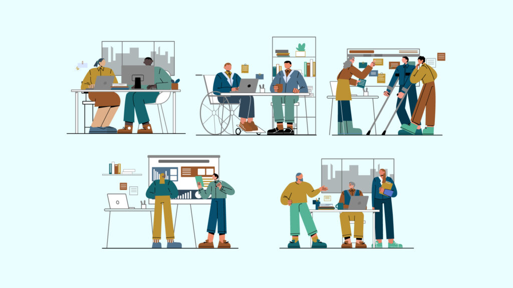 diverse people working together