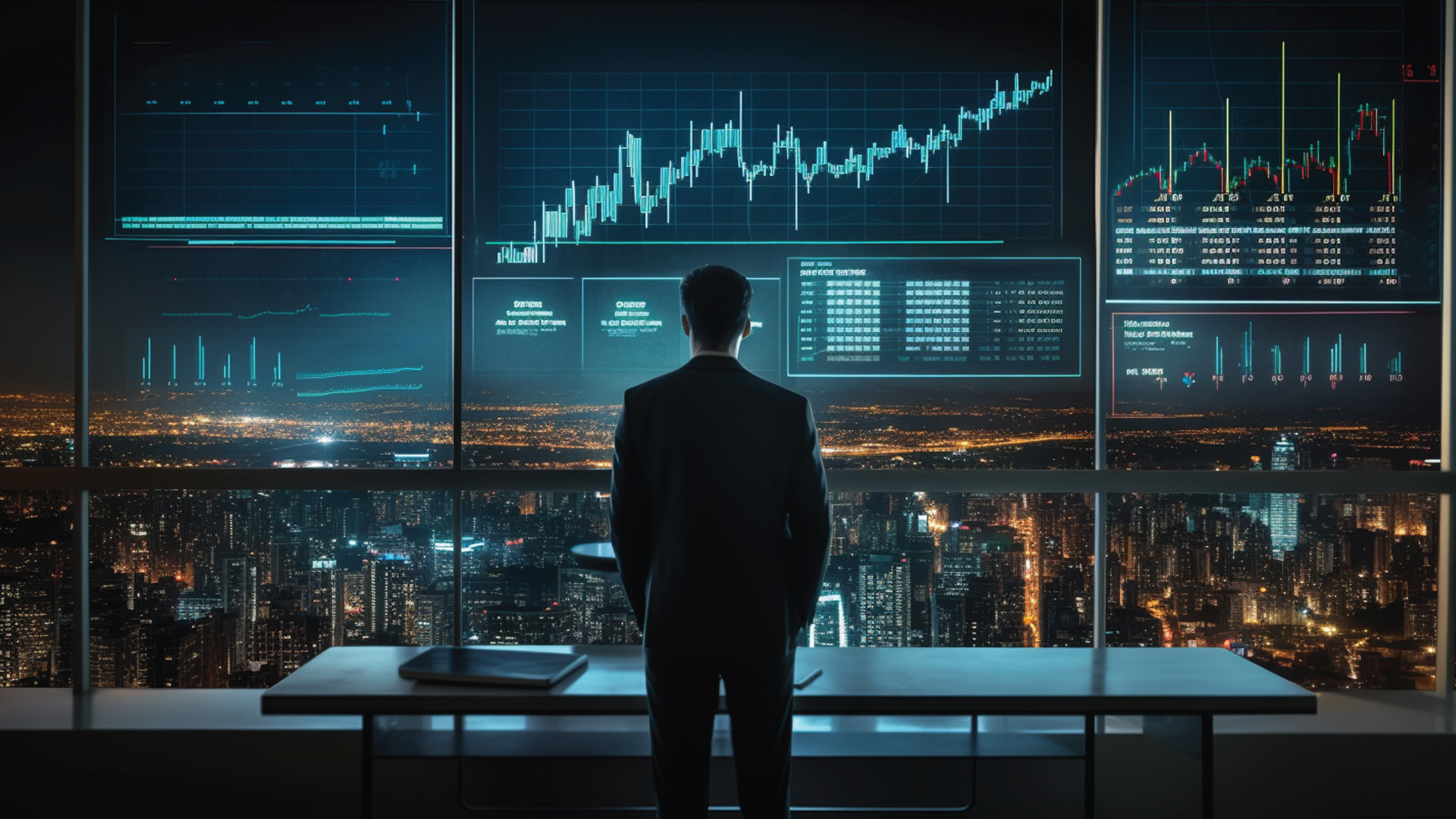 Remote Work- A person looking at a futuristic hologram of an accounting report. Remote Work- A person looking at a futuristic hologram of an accounting report.