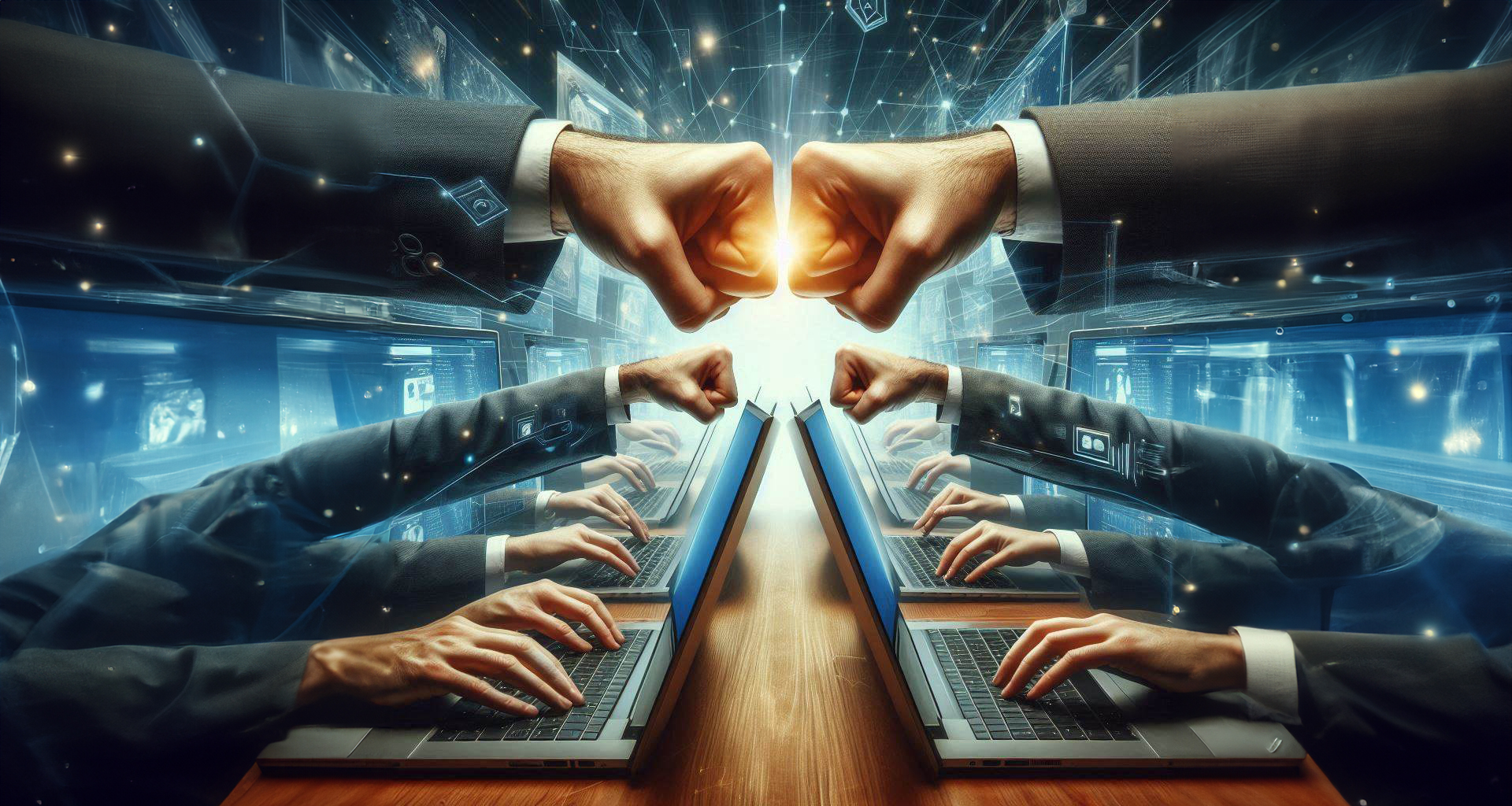 Remote Work-Fist bump comming out from the laptop - iSwerk.ph