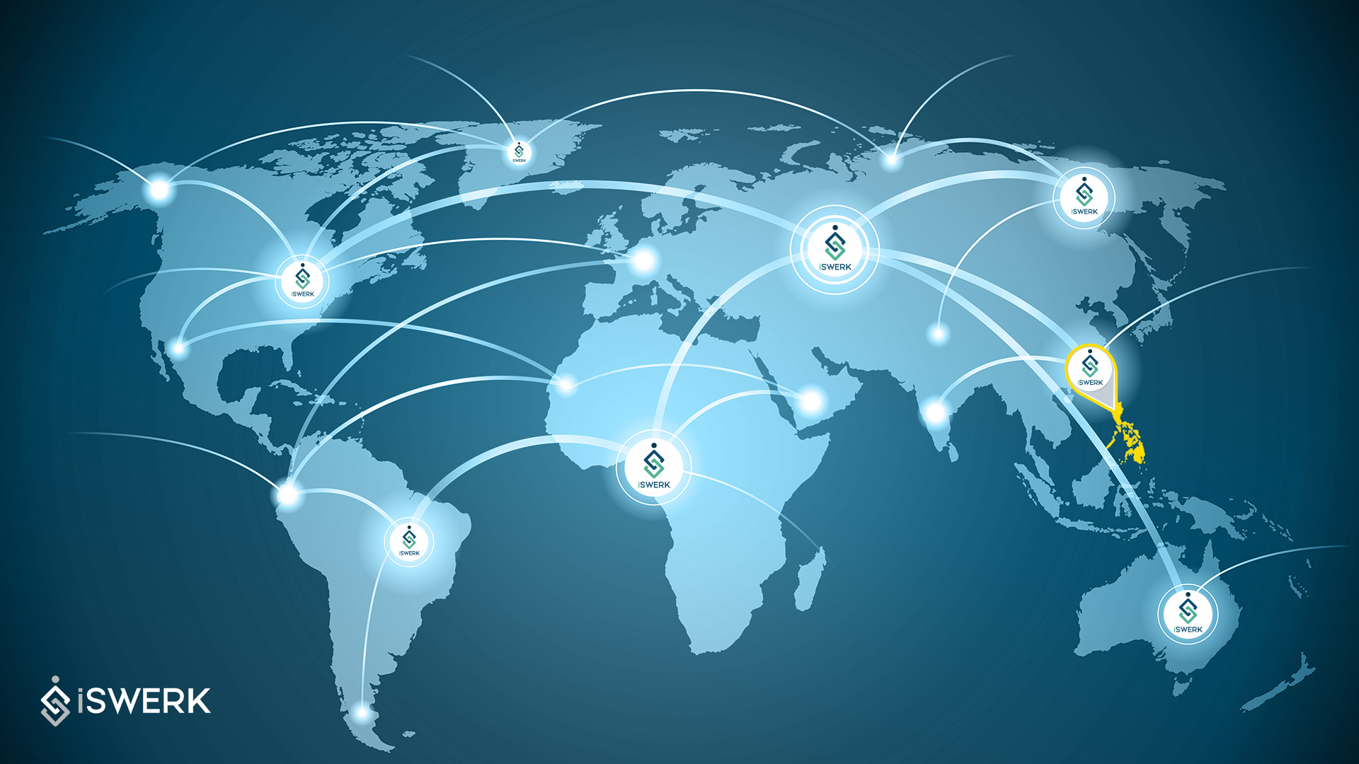 Remote Staffing-Logo of iSWerk on the Philippine archipelago- iSwerk
